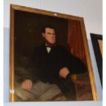 British School (19th Century) Portrait of a gentleman leaning on books, oil on canvas, 75cm by 62cm