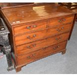 A George II mahogany five-drawer straight fronted chest