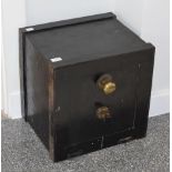 A late Victorian safe and key, together with a folding occasional table