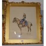 Paul Scheidecker, French cavalry officer, watercolour, 57cm by 46.5cm