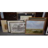 C W Sanderson (20th century), ''Wethersfield Cove'', signed watercolour, together with a