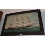 English School (19th/20th century) Study of a clipper ship in full sail, oil on board, 53cm by 80cm