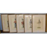 A group of five studies of soldiers by Peter Russell, signed watercolours (5)