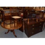 A Victorian mahogany circular dining table, an early 19th century mahogany side table (formerly from