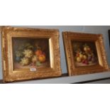 R Caspers, Still life of fruit, signed oil on board, together with a companion, 19cm by 24.5cm (2)