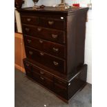 A Georgian oak chest on stand comprised of period elements