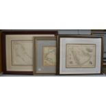 Three engraved maps of the Middle East, each mounted, framed and glazed (3)