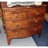 A George III mahogany three-height bow fronted chest of drawers