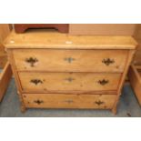 A 19th century pine three-drawer chest