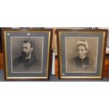 J E Jackson (19th/20th century) Portrait of Edwin Thomas Plews and Mary Ann Plews Cowley, signed and