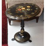 A Victorian painted papier mache pedestal table