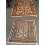 Afghan Ziegler design rug, the cream field of vines enclosed by meandering vine borders, 162cm by