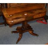 A rosewood and brass inlaid Regency card table