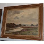Owen Bowen ROI, PRCamA (1873-1967) River Landscape, signed, oil on canvas, 49.5cm by 65cm