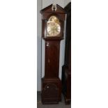 ~ An oak eight day long case clock, signed John Dobie, Tanfield, No.128, 18th century
