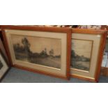 J E Jackson (19th/20th century) A pair of river landscapes, signed charcoal (2)
