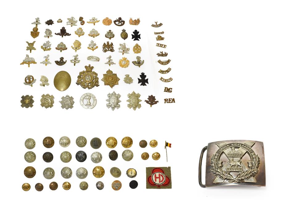 A Collection of Approximately Eighty British Badges, including cap and collar badges, glengarry