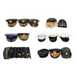 A Quantity of US Military Headgear, including a USAF Field-Grade Service cap, US Army Senior