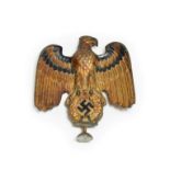 A German Third Reich Cold Painted Metal Army Eagle Car Mascot, well cast and detailed with black and
