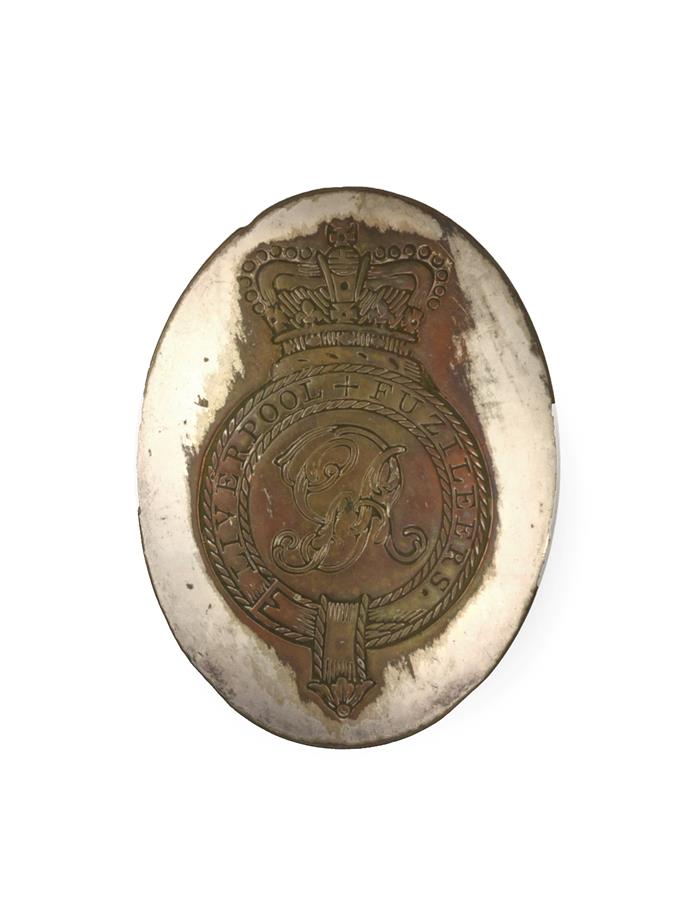 An Old Sheffield Plate Shoulder Belt Plate to Liverpool Fuziliers, of convex oval form, flat