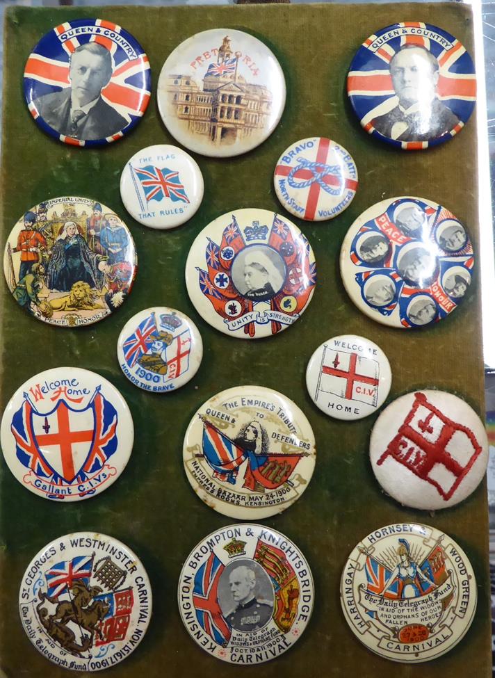 A Collection of Ninety Six Late Victorian/Edwardian Celluloid Button Badges, depicting Patriotic - Image 3 of 7