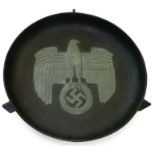A German Third Reich Dark Green Patinated Bronze Bowl, of shallow circular form, centrally cast