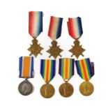 Seven First World War Single Medals, comprising:- a 1914 Star, un-named; two 1914-15 Stars to
