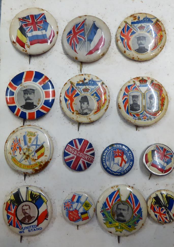 A Collection of Ninety Six Late Victorian/Edwardian Celluloid Button Badges, depicting Patriotic - Image 4 of 7