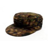 A Copy of a German Third Reich SS Camouflage Field Cap, of herringbone twill, the exterior with 'pea