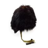 A British Guards Regiments Other Ranks Bearskin Cap, of black synthetic fur, with wicker frame,