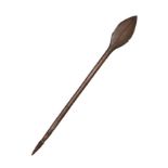 A Late 19th Century Solomon Islands Paddle Club, of dark brown hardwood, the leaf shape head with