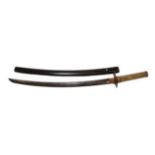 A Japanese Shinto Wakizashi, circa 1650, the 49.5cm steel blade with straight hamon, signed tang,