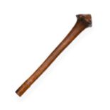 A Late 19th Century New Caledonian War Club, of deep chestnut coloured hardwood, the slightly