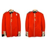 Two Elizabeth II Home Service Dress Uniforms to the Scots Guards, each comprising a scarlet tunic