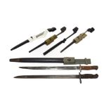 Six Various British Bayonets, comprising:- 1907 by Wilkinson with steel mounted leather scabbard and