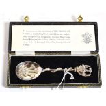 An Elizabeth II silver commemorative spoon, by J. D. Beardsmore and Co., London, 1969, designed by