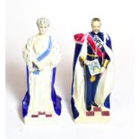 Two Royal Worcester figures, HM Queen Mary, HM King George V, 24cm high