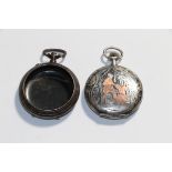 A hunter's pocket watch, a watch case and a horse and hound