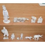 A collection of nine various late 19th century Japanese ivories