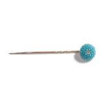 A turquoise and diamond stickpin . Gross weight 3.4 grams.