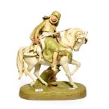 Post 1919 Royal Dux model of an Arabian mounted hunter, model number: 1977