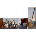 A collection of various items including a Royal Doulton 'The Mask Seller', a Lladro figure, a blue