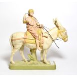 Post 1919 Royal Dux model of a donkey and rider, model number 2344, 40cm high