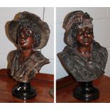 A pair of late 19th/early 20th century plaster busts
