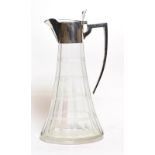 An Edward VII silver-mounted engraved glass claret-jug, William Hutton and Sons, Birmingham, 1907,