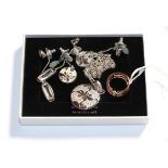 A small quantity of Swarovski jewellery comprising on a pendant on chain and matching drop earrings,