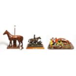 A collection of fox, horse and hound related items including Hummel, Aynsley, etc (10)