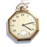 A 9 carat gold Art Deco pocket watch