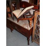 A late Victorian marble top wash stand with cupboard doors