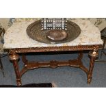 A reproduction marble top coffee table